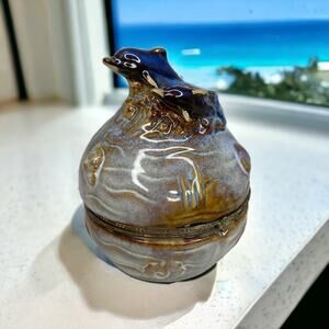 Trinket Box Jewelry Dish Pottery Dolphin